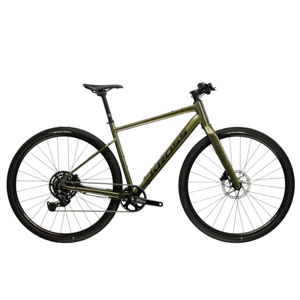 Vélo gravel Kross Esker 1.0 vert, cintre plat